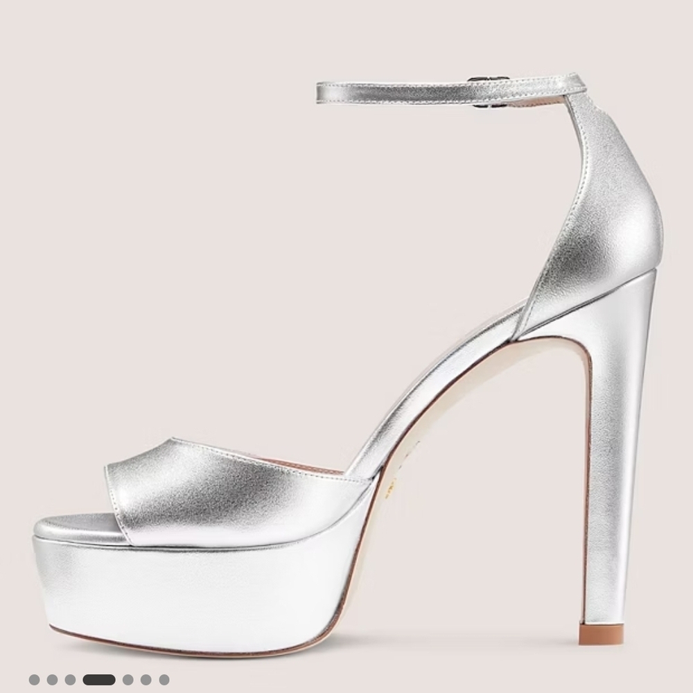 Stuart Weitzman Silver High Heel Sandals - Picture 3 of 5